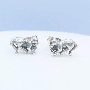 VTG 925 Sterling Silver Kitty Cat Post Earrings - SIGNED